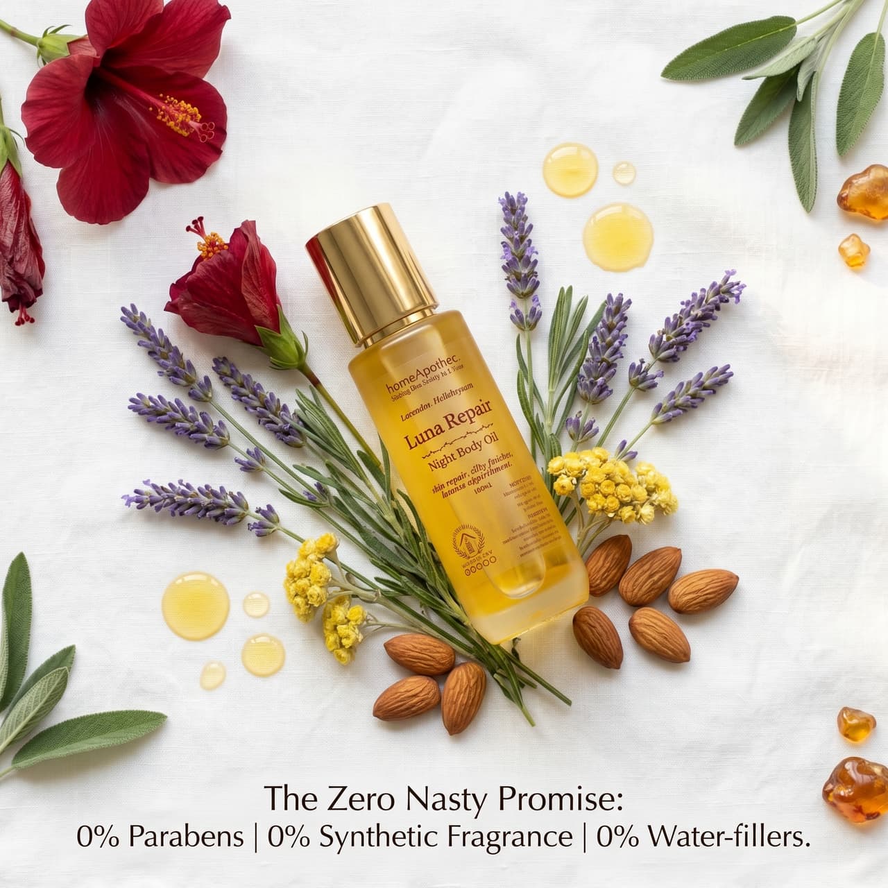 Luna Repair Body Oil with flowers