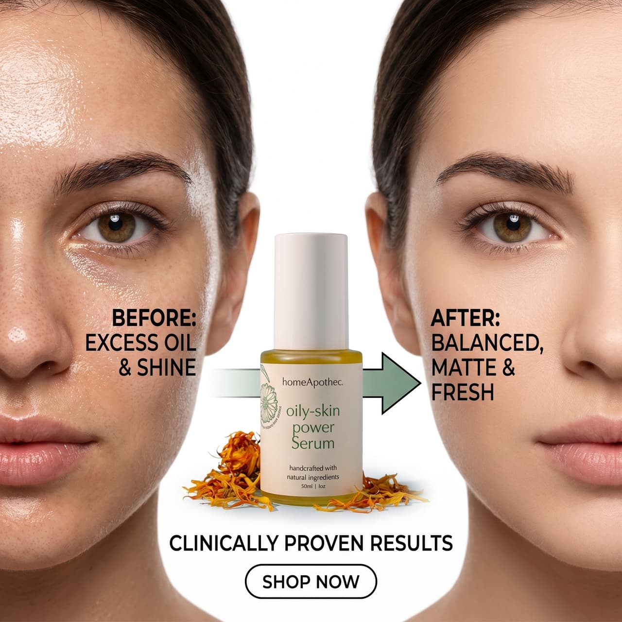 Oily Skin Power Serum — before and after