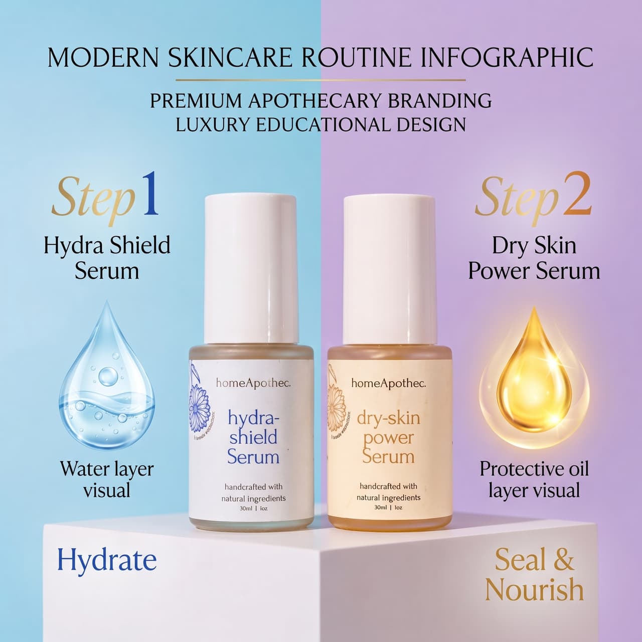 HydraShield Serum and Dry Skin Power Serum together
