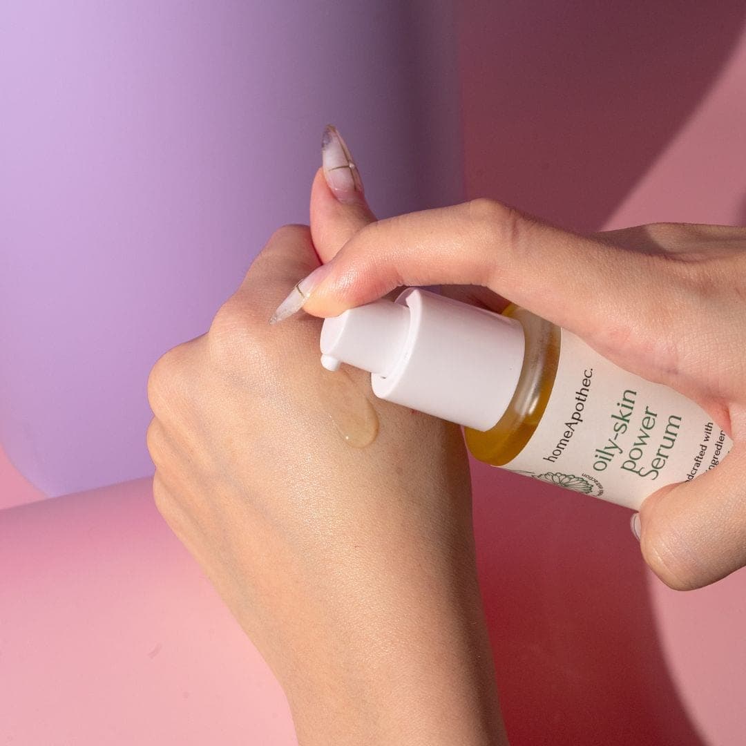 Oily Skin Power Serum pressed onto the back of a hand