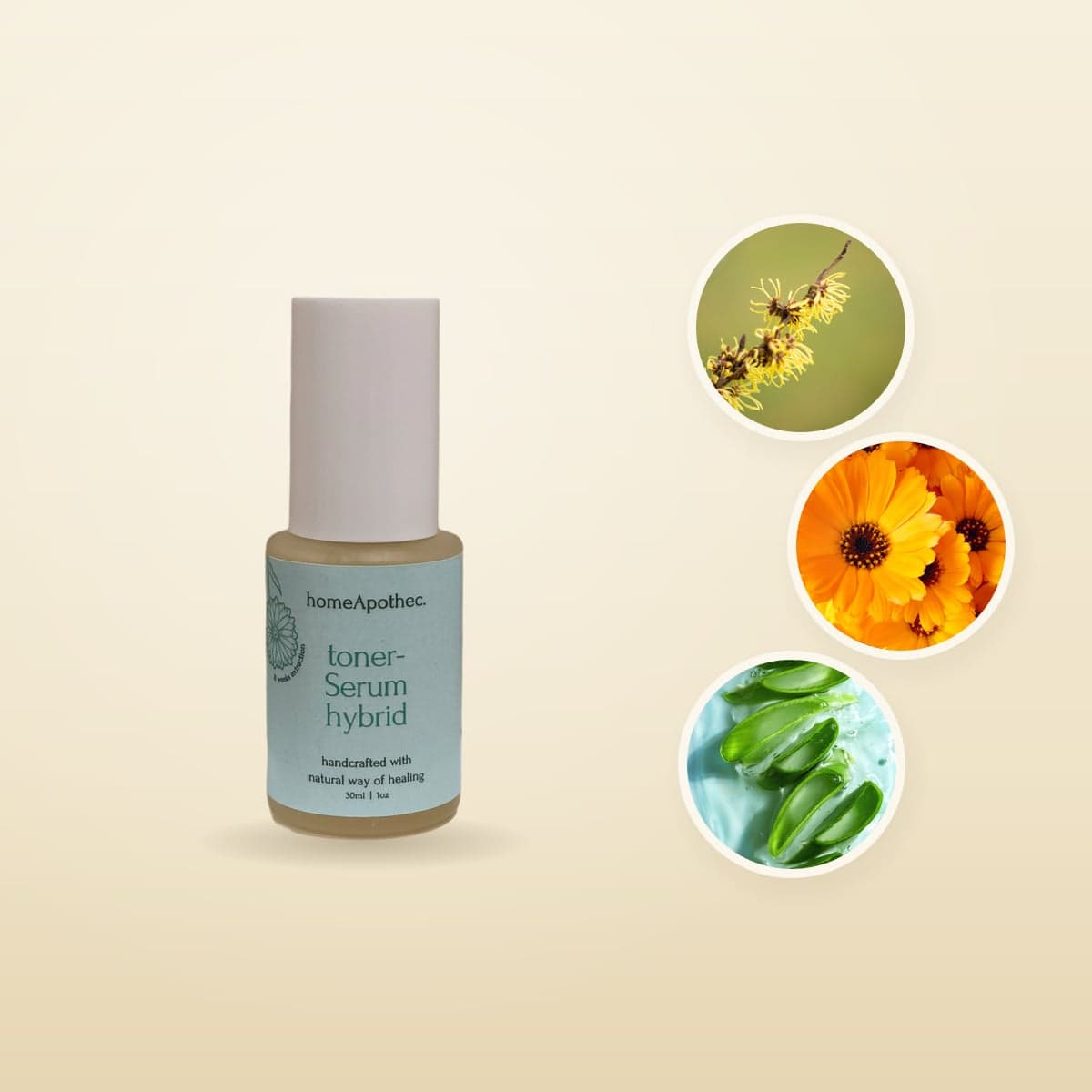 Toner Serum Hybrid with witch hazel, calendula and aloe